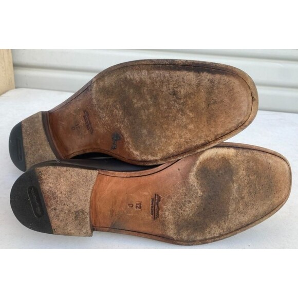 Santoni Black Leather Penny Loafers Made In Italy Dress Slip On Shoes -Size 12 D main image 11